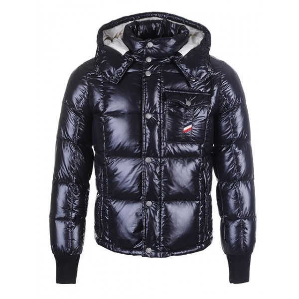 Moncler Nero Mock collare Uomo semplici Slash Cappotti uscita